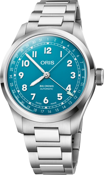 Oris Big Crown Pointer Date, reference 01 754 7798 4065-07 8 20 06, blue dial, stainless steel case