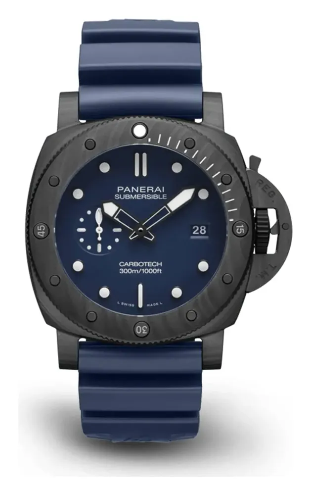 Panerai Submersible QuarantaQuattro Carbotech Blu Abisso, reference PAM01232, blue dial, carbotech case
