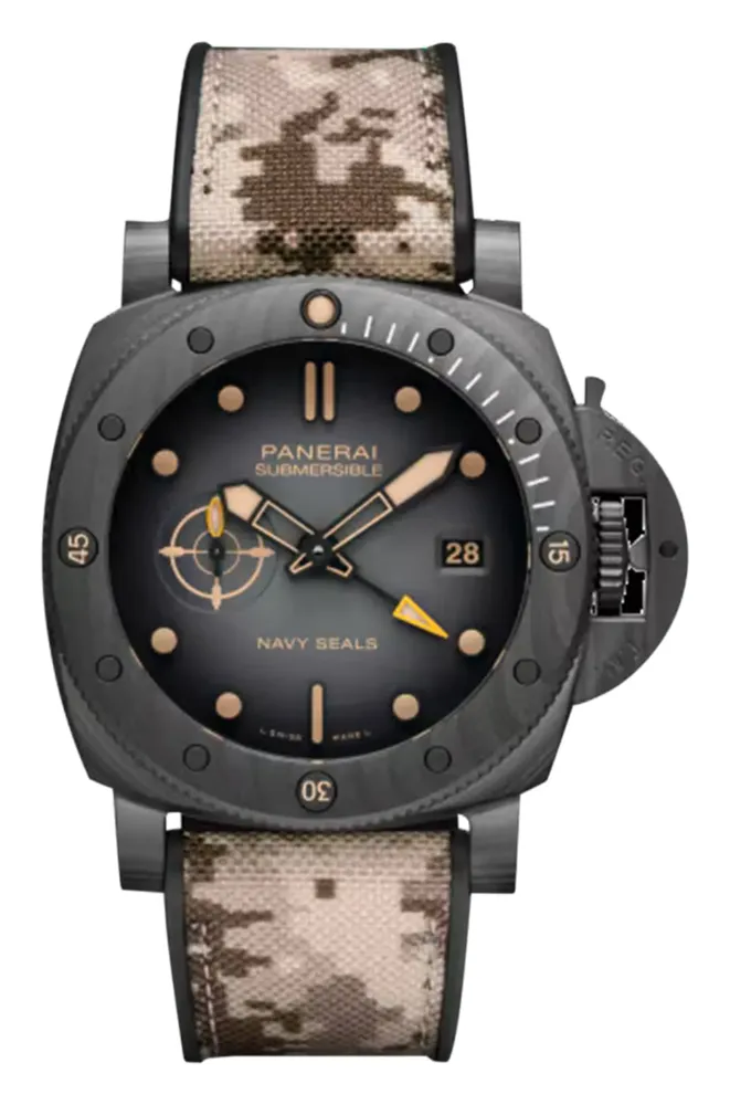 Panerai Submersible QuarantaQuattro GMT Navy SEALs Carbotech™, reference PAM01513, black dial, carbotech case