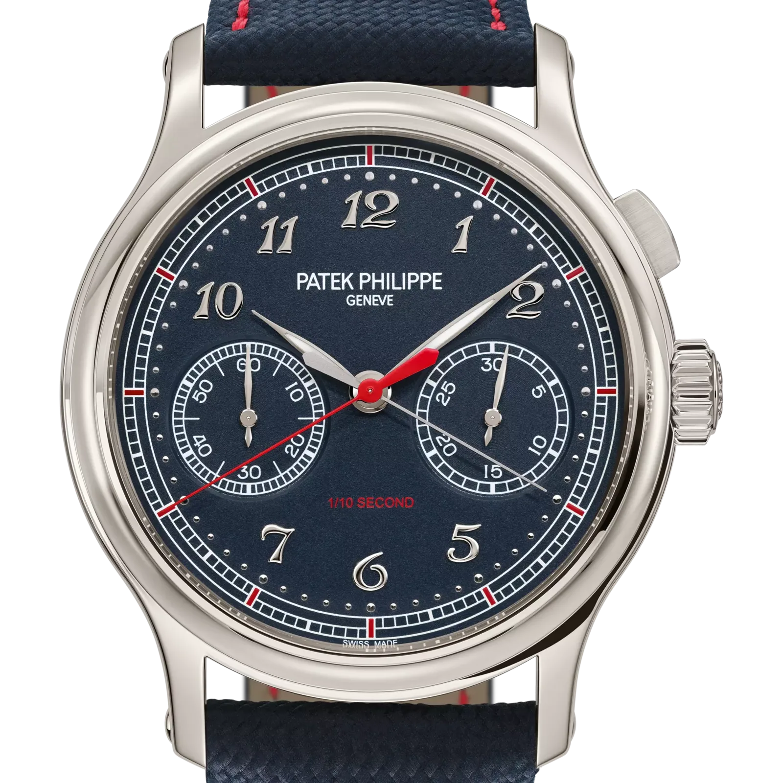 Patek Philippe 1/10Th Of A Second Monopusher Chronograph, reference 5470P-001, blue dial, platinum case