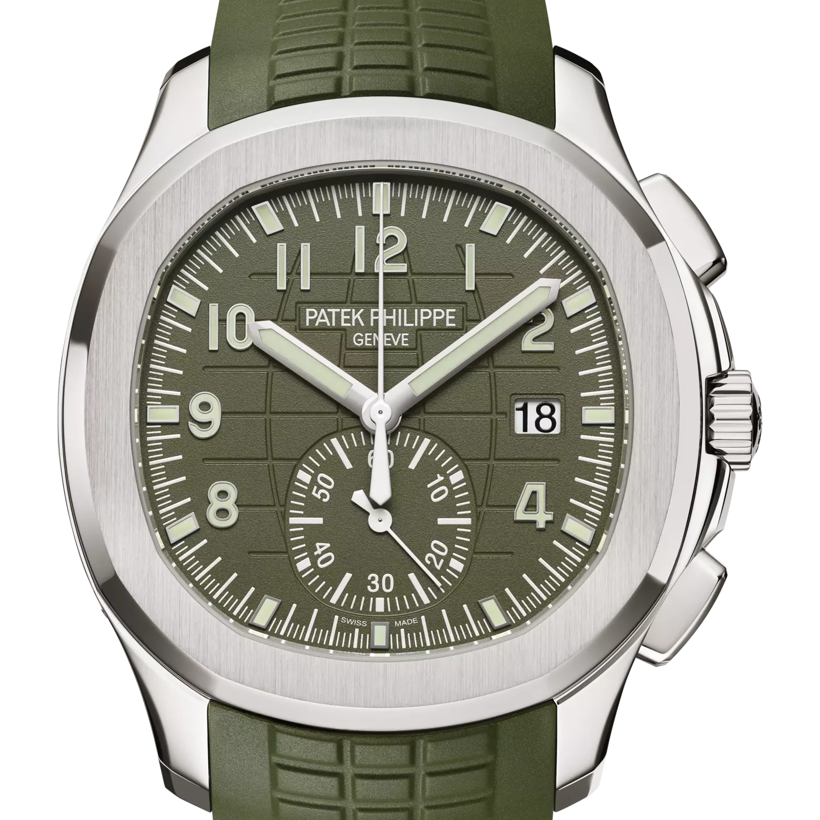 Patek Philippe Aquanaut Chronograph 5968G, reference 5968G-010, green dial, white gold case