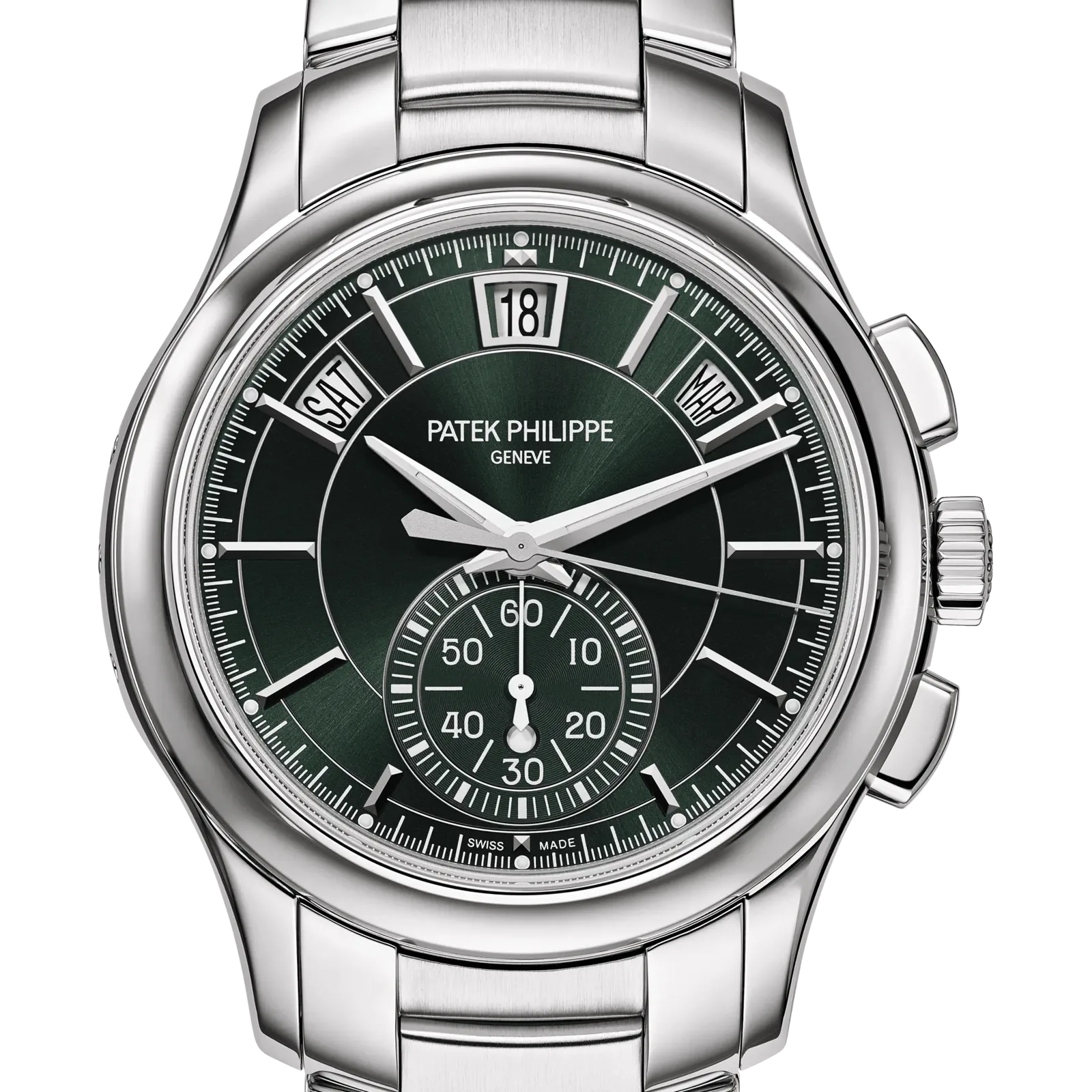 Patek Philippe Complications 5905/1A-001, reference 5905/1A-001, green dial, stainless steel case