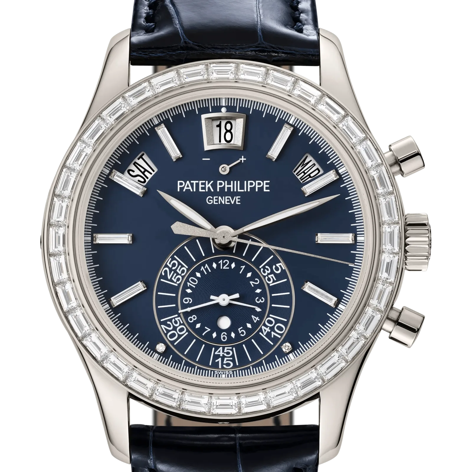 Patek Philippe Complications 5961P-001, reference 5961P-001, blue dial, platinum case