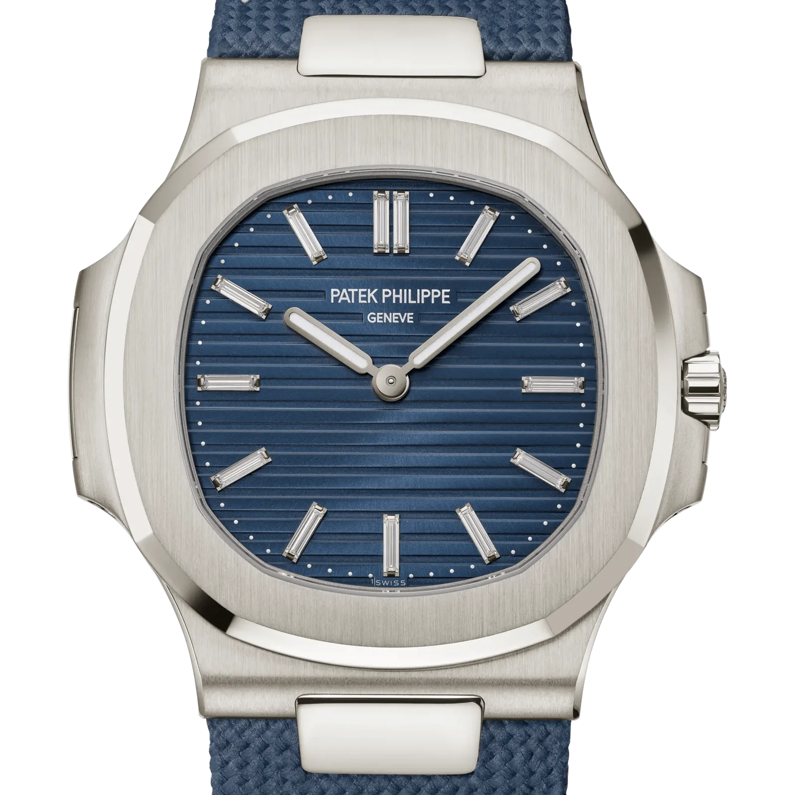 Patek Philippe Nautilus 5810G, reference 5810G-001, blue dial, white gold case