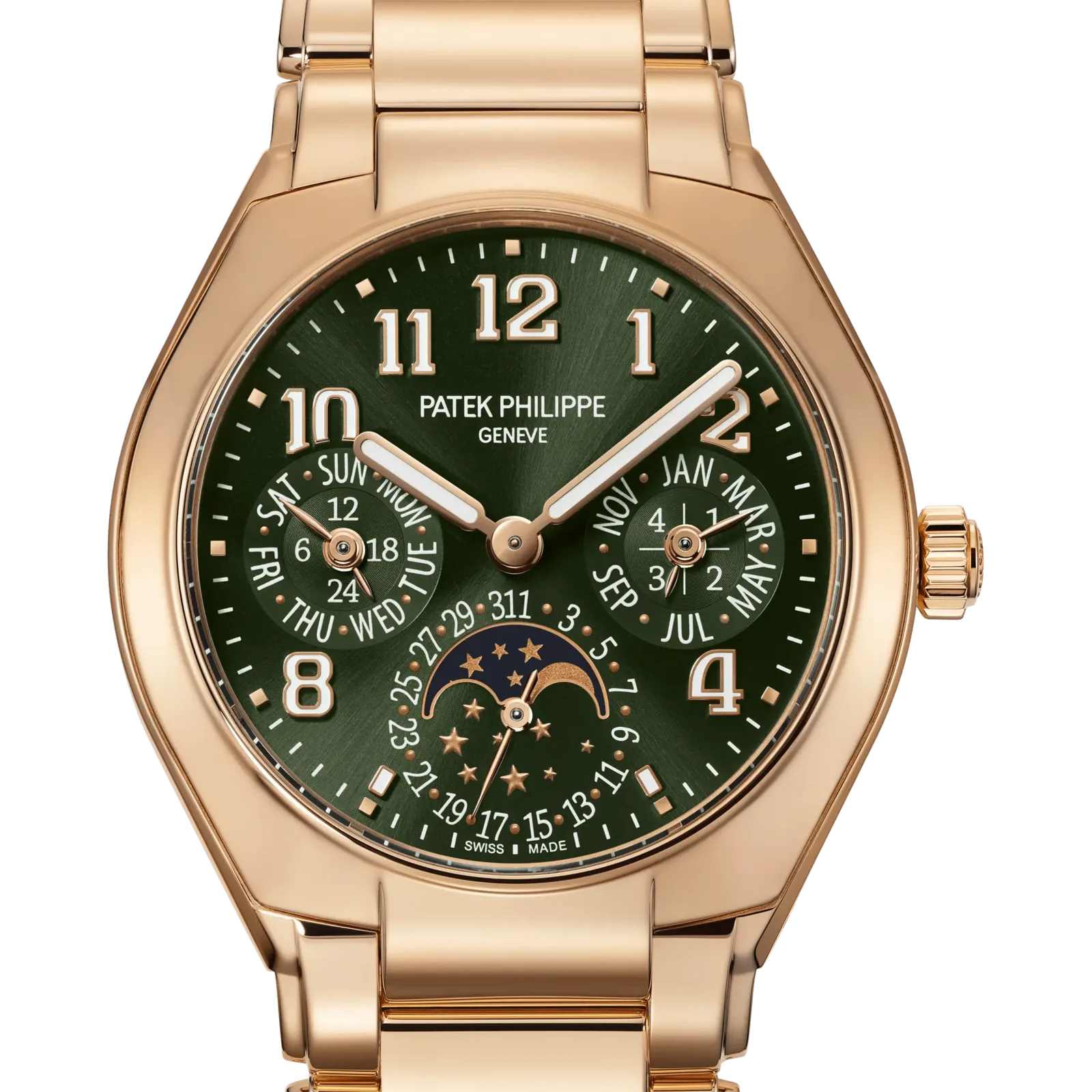 Patek Philippe Perpetual Calendar 7340/1R, reference 7340/1R-010, green dial, rose gold case
