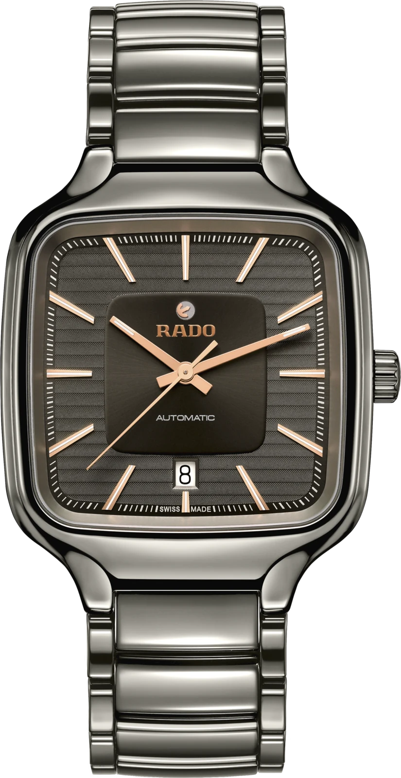 Rado True Square Automatic, reference R27077102, grey dial, ceramic and titanium case