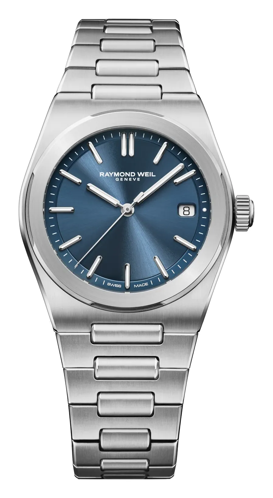 Raymond Weil 38 mm 1000, reference 1000-ST-50001, blue dial, stainless steel case