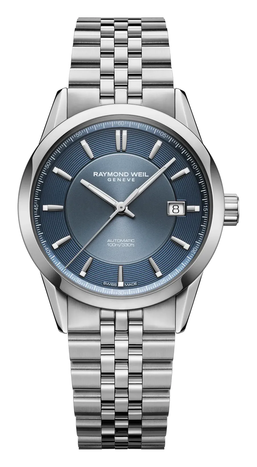 Raymond Weil Freelancer 38 mm 2771, reference 2771-ST-50051, blue dial, stainless steel case