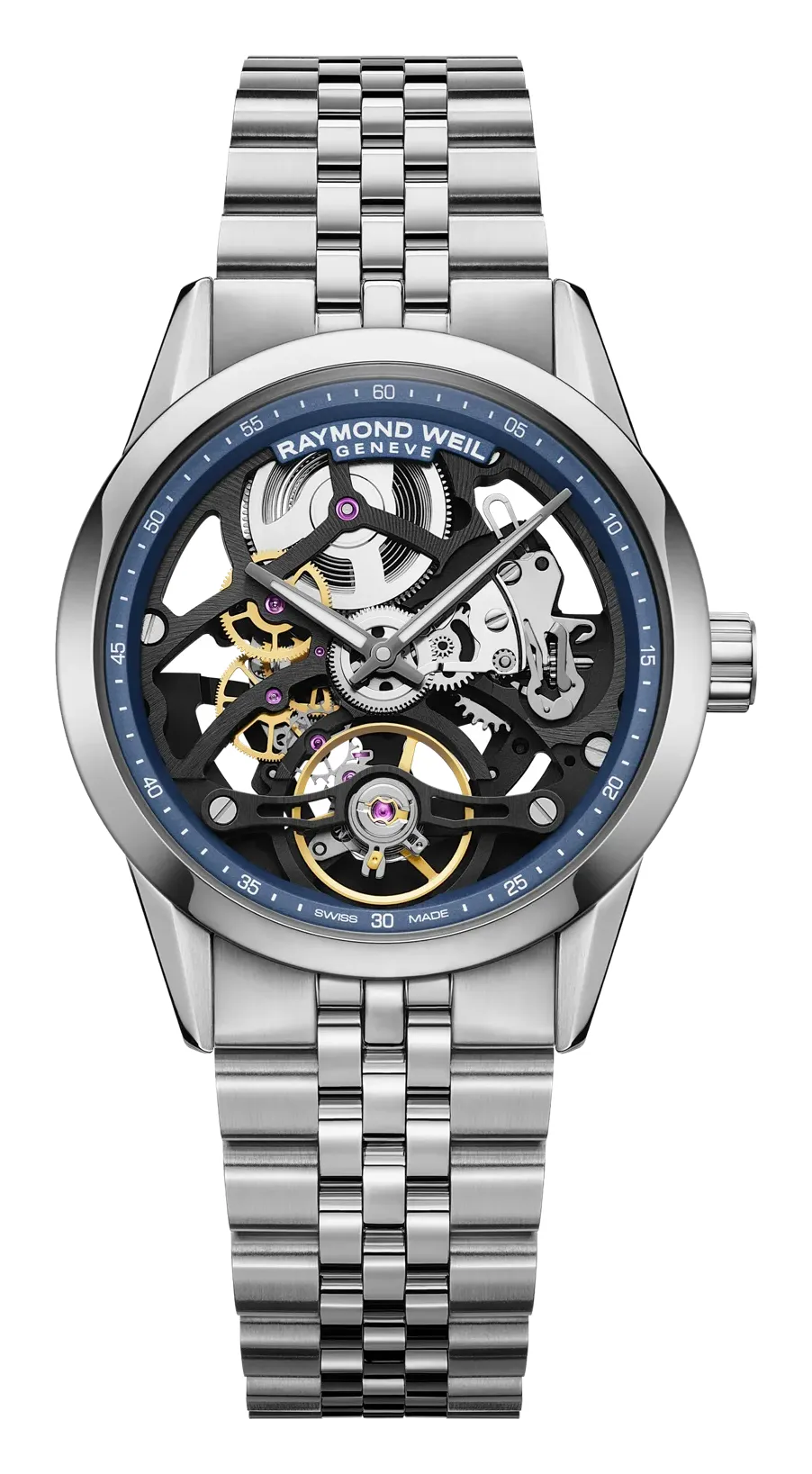 Raymond Weil Freelancer 38 mm 2783, reference 2783-ST-50000, blue dial, stainless steel case