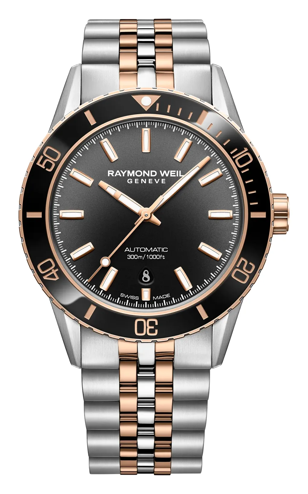 Raymond Weil Freelancer 42 mm 2775, reference 2775-S51-20051, black dial, stainless steel case