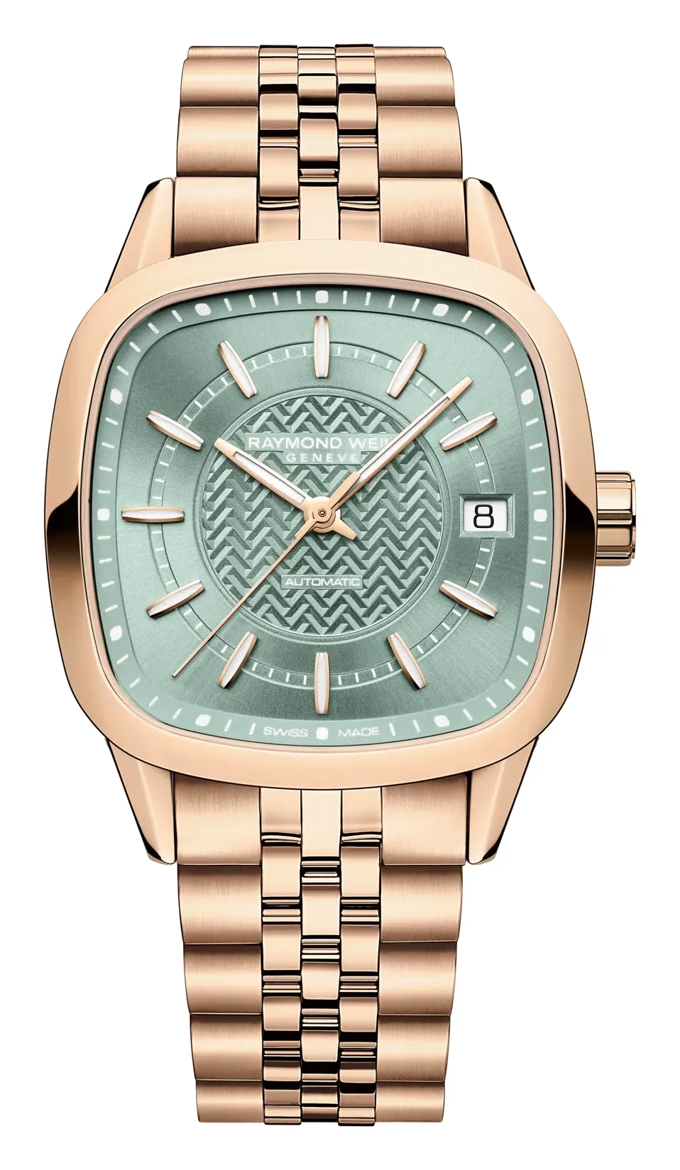 Raymond Weil Freelancer 34 mm 2490, reference 2490-P5-52061, green dial, stainless steel case