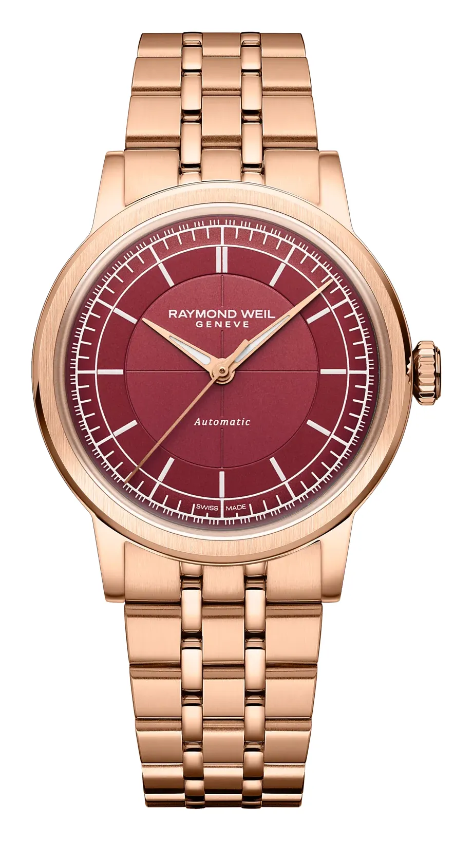 Raymond Weil Millesime 35 mm 2125, reference 2125-P5-45001, red dial, stainless steel case