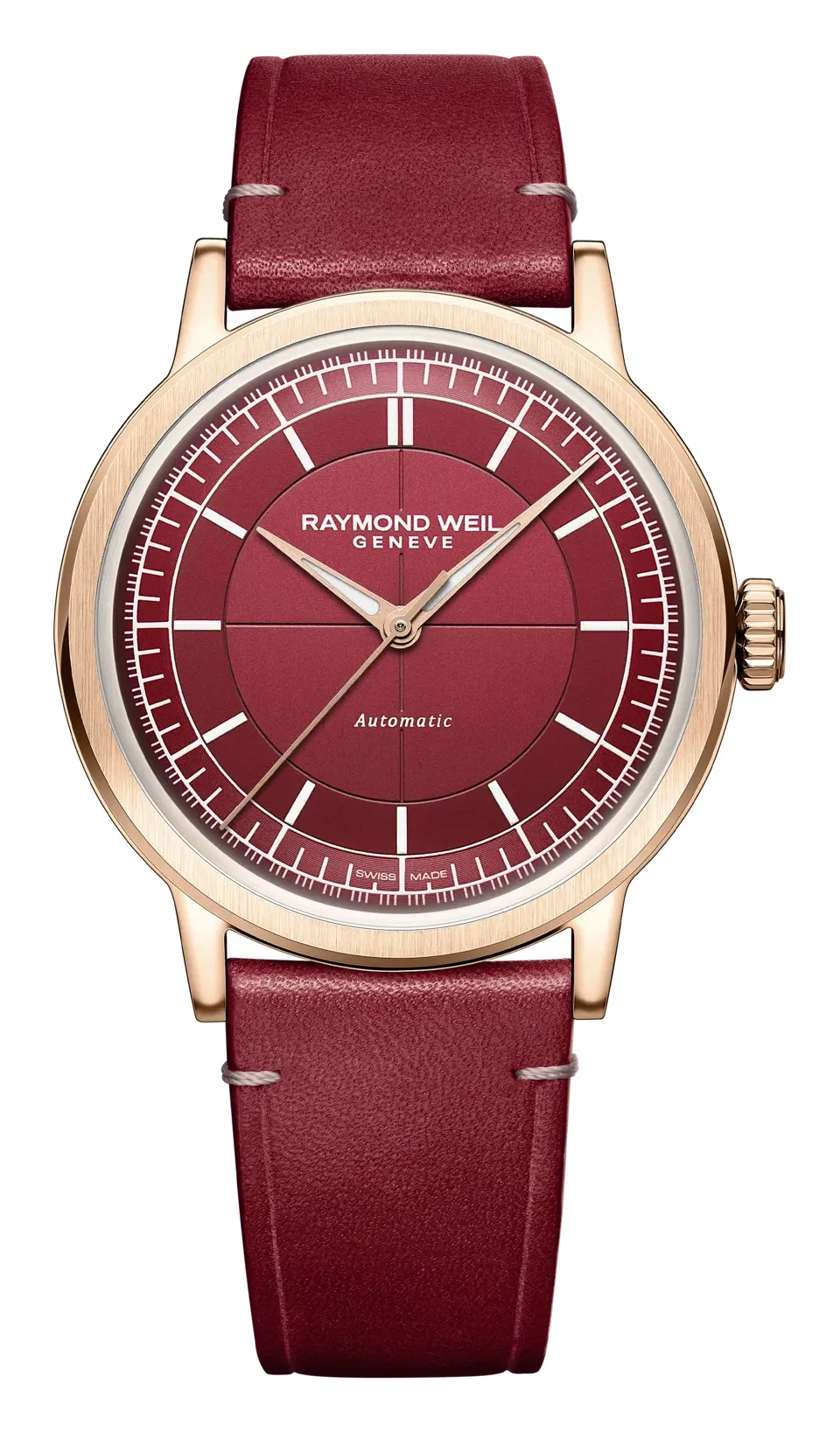 Raymond Weil Millesime 39 mm 2925, reference 2925-PC5-45001, red dial, stainless steel case