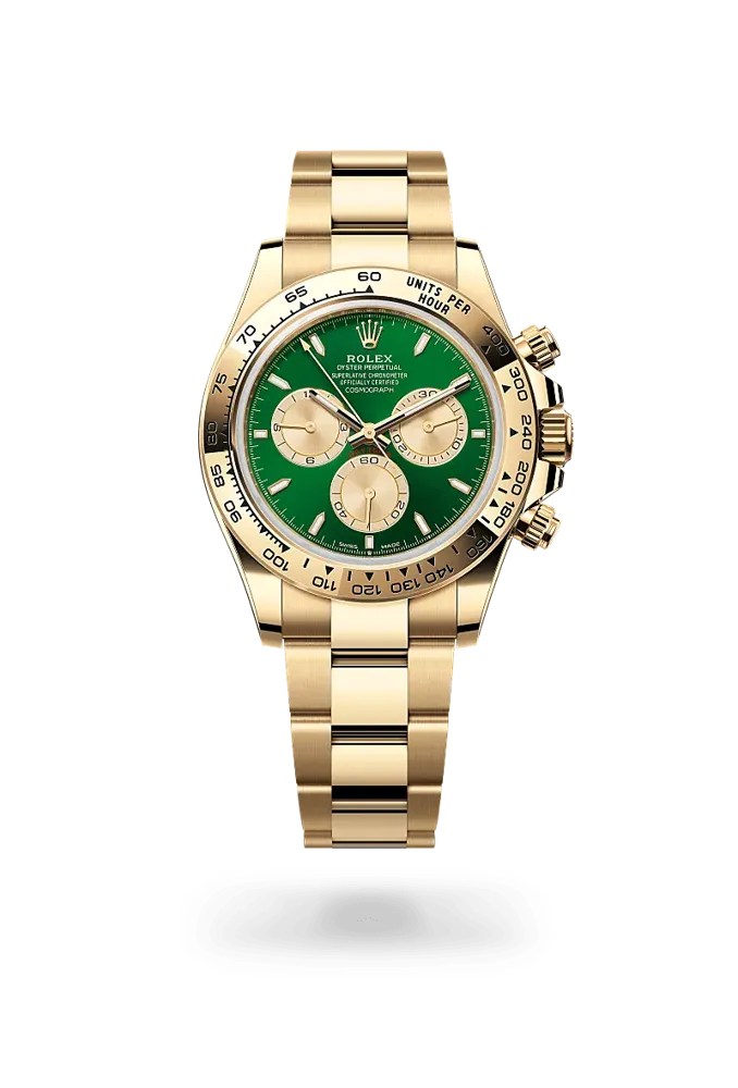 Rolex Cosmograph Daytona 126508, reference 126508-0008, green dial, yellow gold case