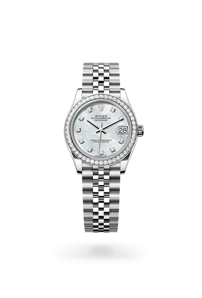 Rolex Datejust 31 278384RBR, reference 278384RBR-0008, white dial, stainless steel and white gold case