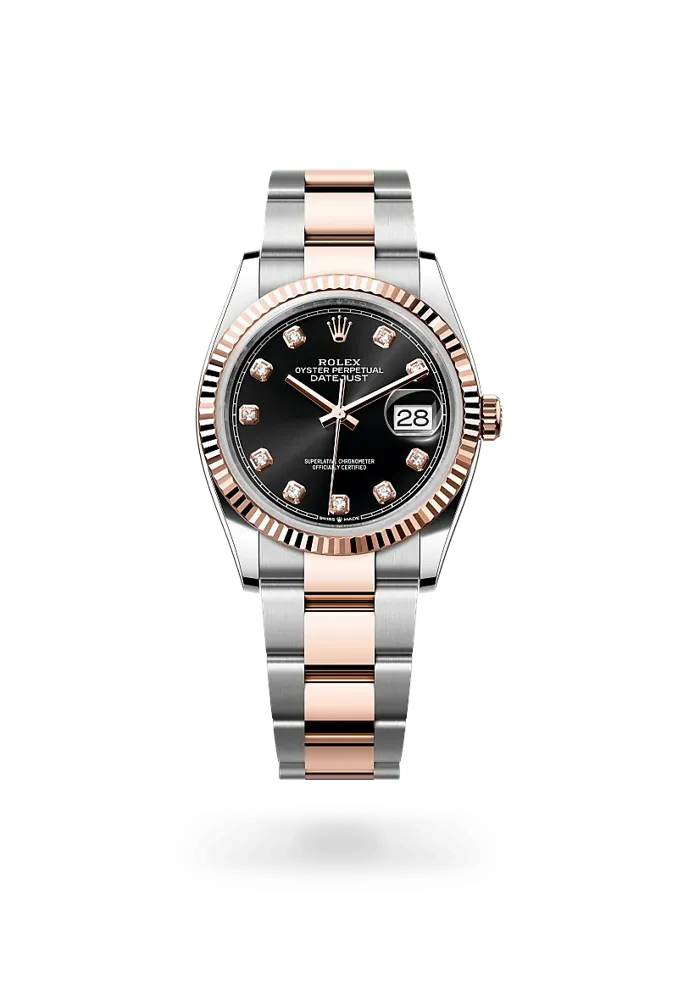 Rolex Datejust 36 126231, reference 126231-0020, black dial, stainless steel and rose gold case