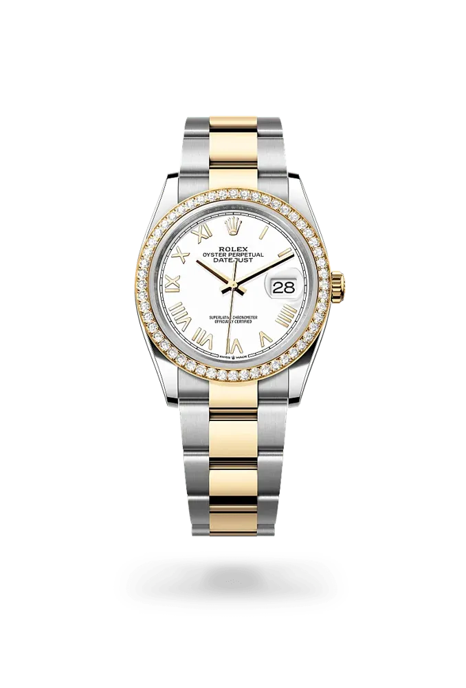 Rolex Datejust 36 126283RBR, reference 126283RBR-0034, white dial, stainless steel and yellow gold case