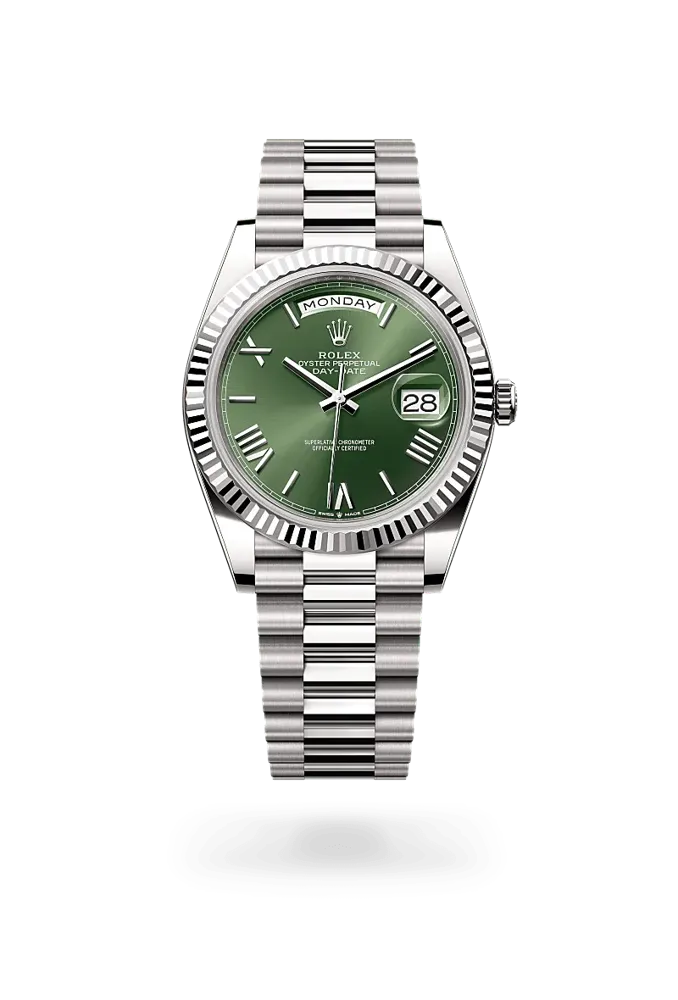 Rolex Day-Date 40 228239, reference 228239-0033, green dial, white gold case