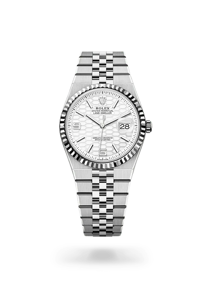 Rolex Land-Dweller 127234, reference 127234-0001, white dial, stainless steel and white gold case