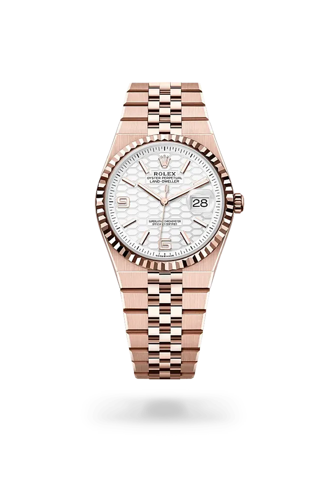 Rolex Land-Dweller 127235, reference 127235-0001, white dial, rose gold case