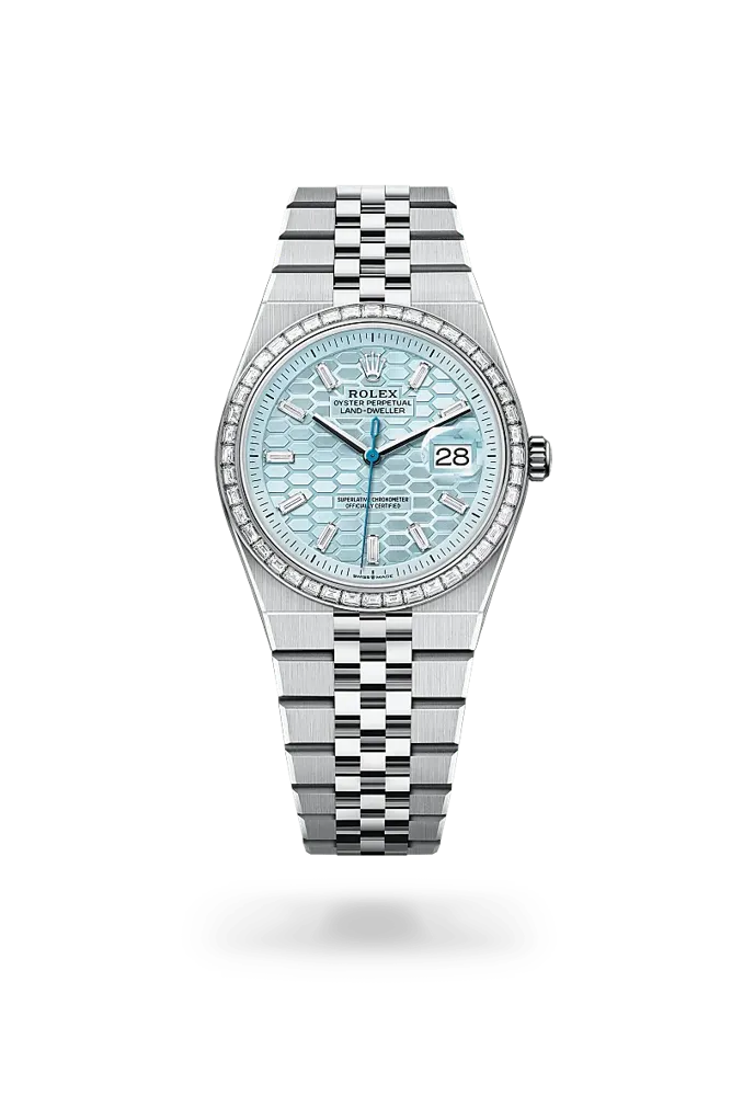 Rolex Land-Dweller 127286TBR, reference 127286TBR-0001, blue dial, platinum case