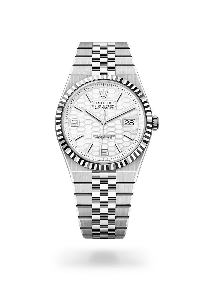 Rolex Land-Dweller 127334, reference 127334-0001, white dial, stainless steel and white gold case