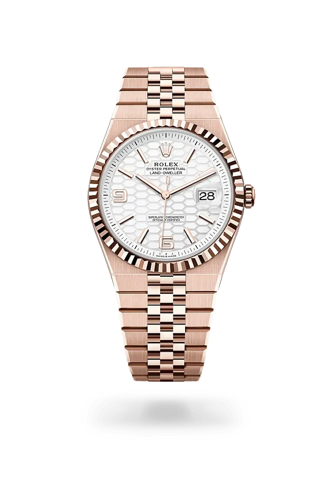 Rolex Land-Dweller 127335, reference 127335-0001, white dial, rose gold case