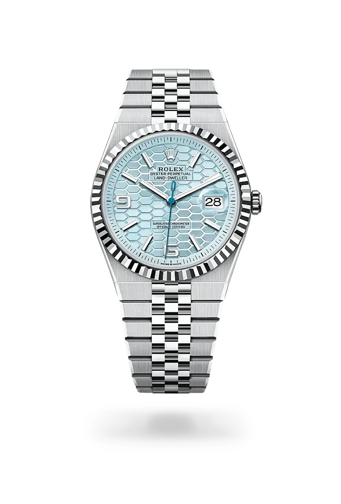 Rolex Land-Dweller 127336, reference 127336-0001, blue dial, platinum case