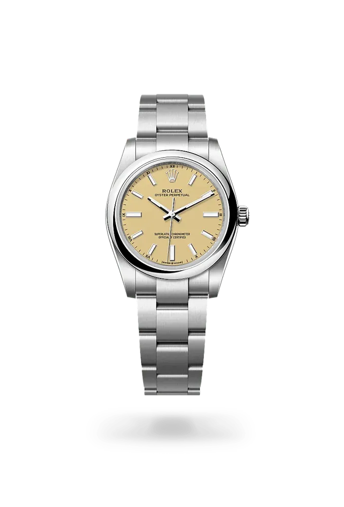 Rolex Oyster Perpetual, reference 124200-0007, beige dial, stainless steel case
