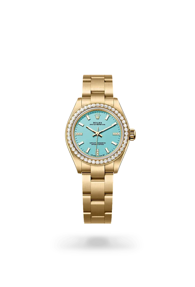 Rolex Oyster Perpetual 28 276248RBR, reference 276248RBR-0001, blue dial, yellow gold case