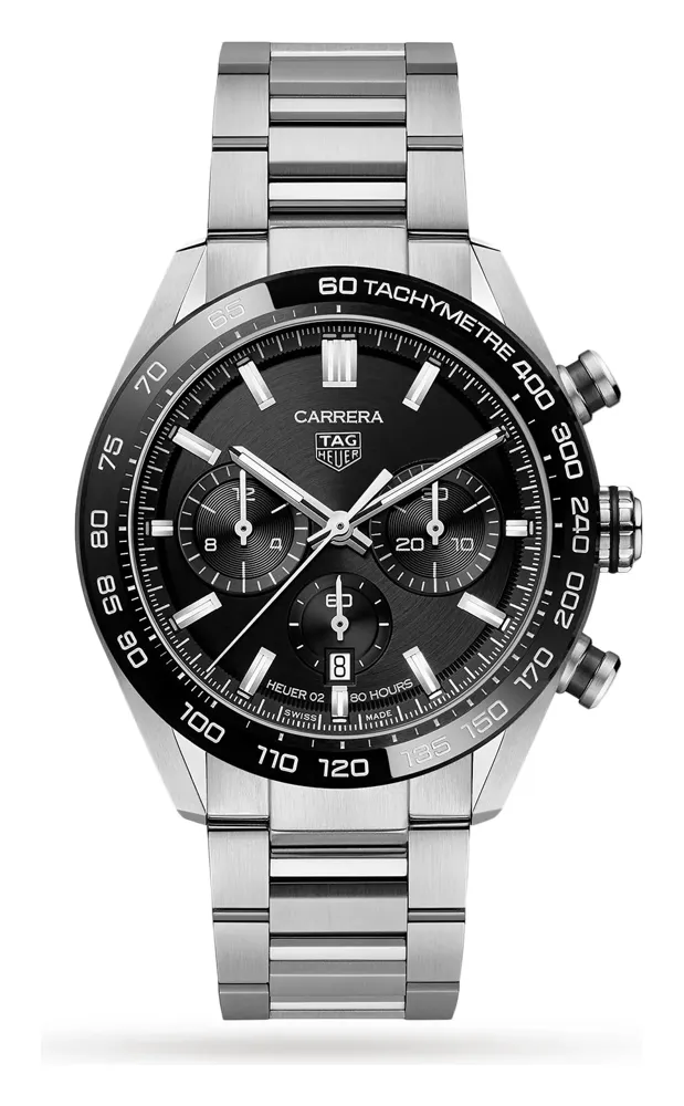 TAG Heuer Carrera Chronograph 44 Black, reference CBN2A1B.BA0643, black dial, stainless steel case