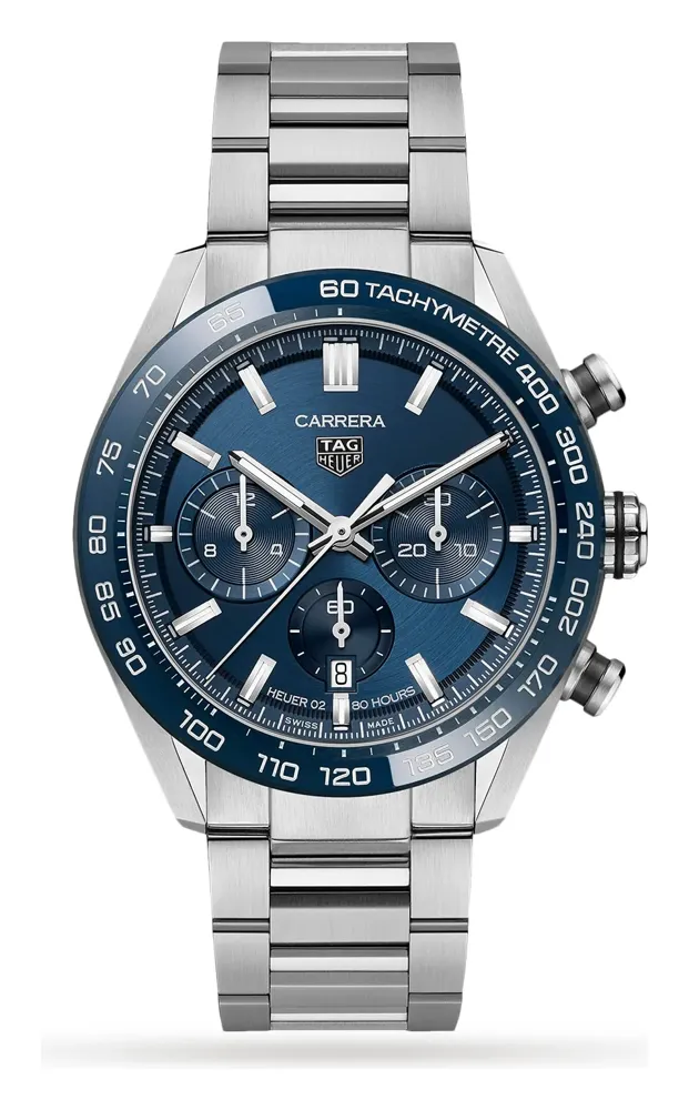 TAG Heuer Carrera Chronograph 44 Blue, reference CBN2A1A.BA0643, blue dial, stainless steel case