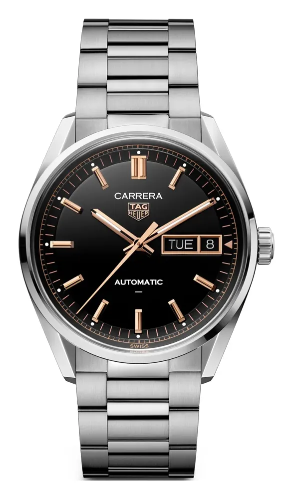 TAG Heuer Carrera Day-Date 41 Black, reference WDA2111.BA0043, black dial, stainless steel case