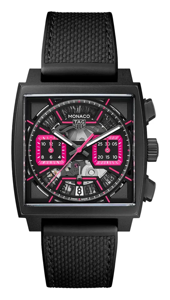TAG Heuer Monaco Chronograph CBL218BFT6236, reference CBL218B.FT6236, black dial, titanium case