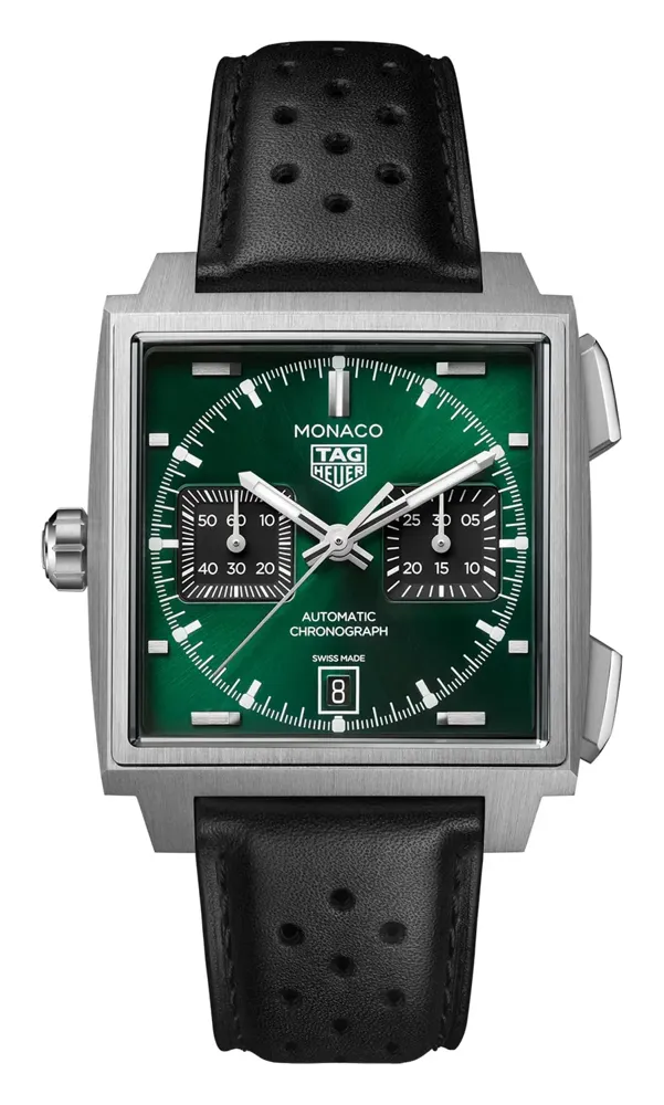 TAG Heuer Monaco Chronograph CDW2180FC8360, reference CDW2180.FC8360, green dial, titanium case