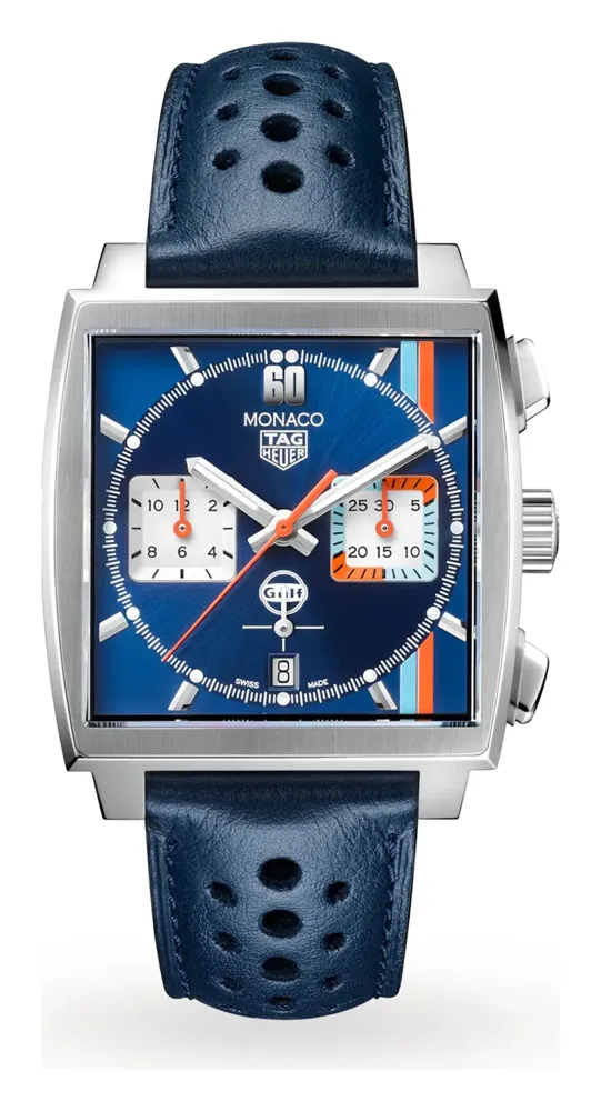 TAG Heuer Monaco Gulf Special Edition, reference CBL2115.FC6494, blue dial, stainless steel case