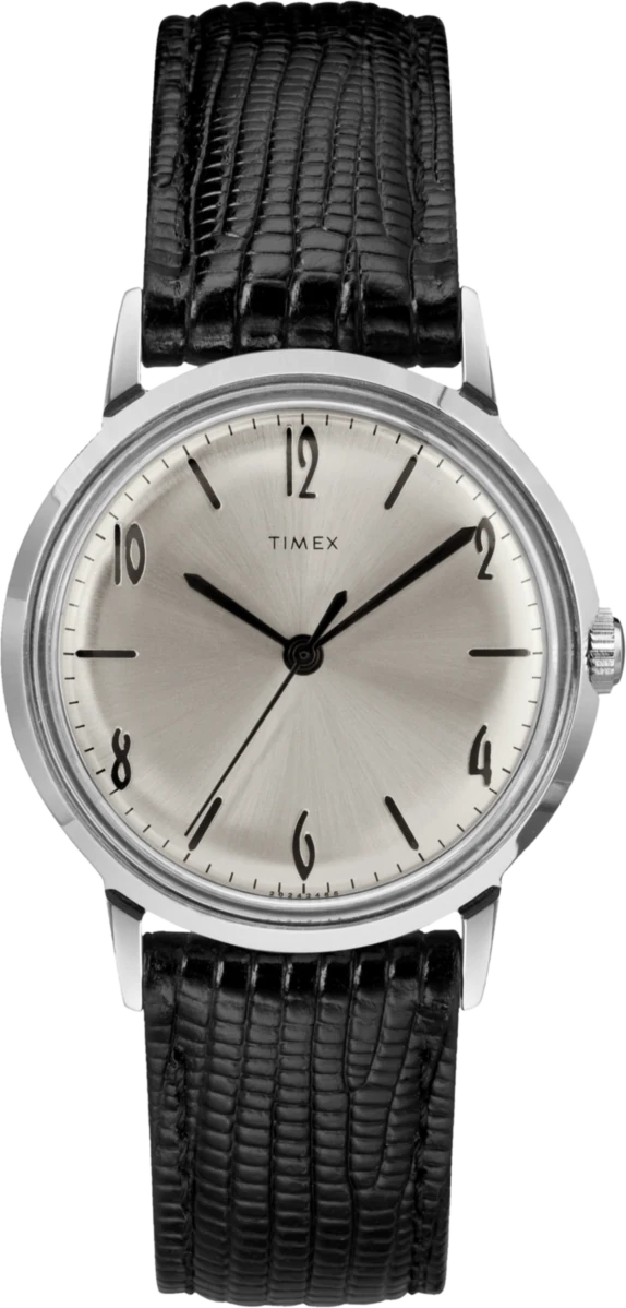 Timex Marlin 1965 Reissue Hand-Wound 34mm, reference TW2R47900, silver dial, stainless steel case
