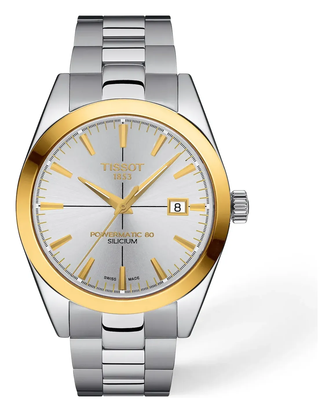Tissot Gentleman Gold Bezel 40mm T9274074103101, reference T9274074103101, silver dial, stainless steel case