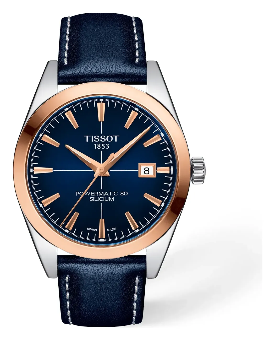 Tissot Gentleman Gold bezel 40mm T9274074604100, reference T9274074604100, blue dial, stainless steel case