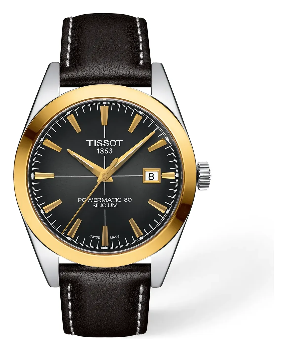 Tissot Gentleman Gold Bezel 40mm T9274074606101, reference T9274074606101, grey dial, stainless steel case