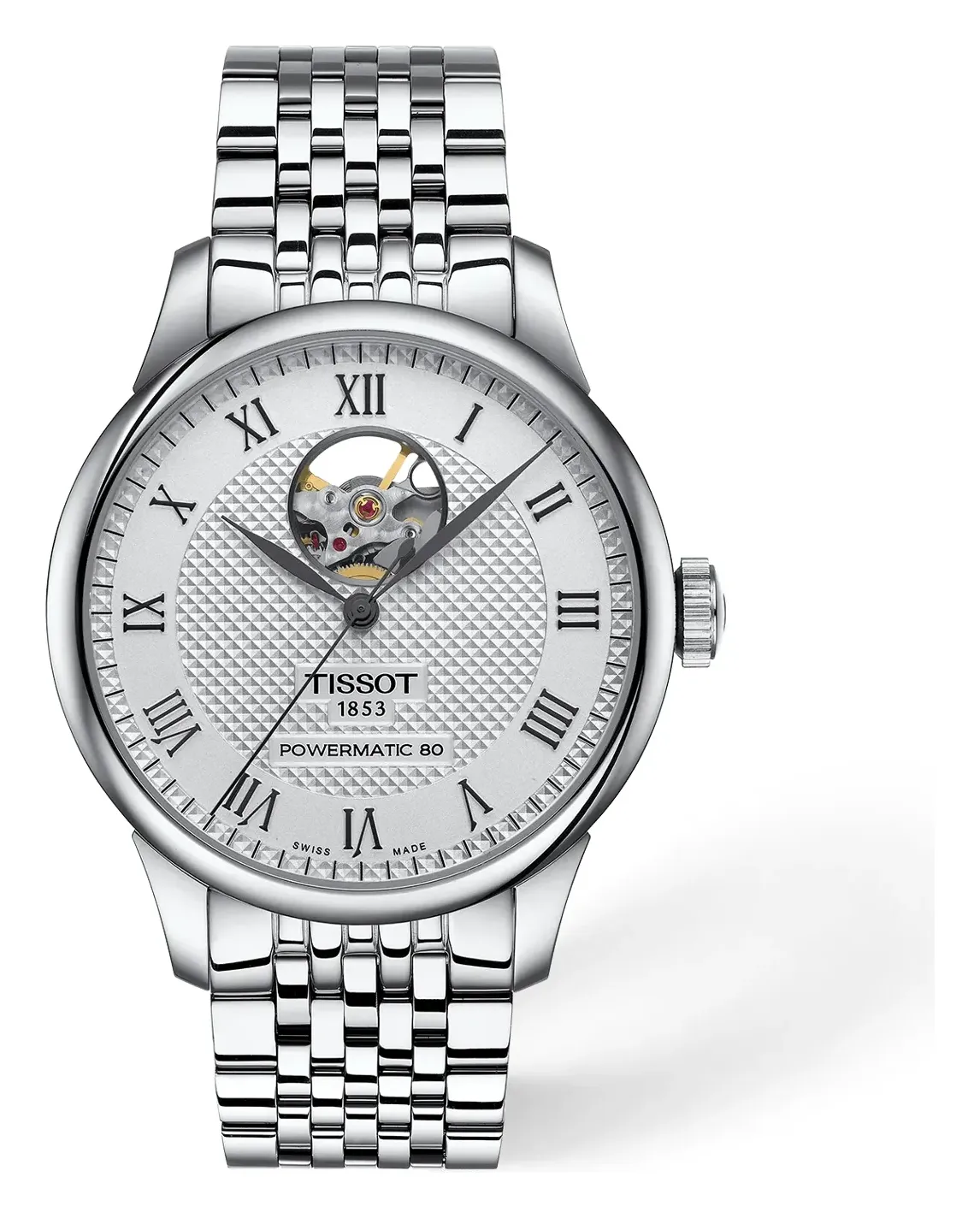 Tissot Le Locle Open Heart 39.3mm T0064071103302, reference T0064071103302, silver dial, stainless steel case