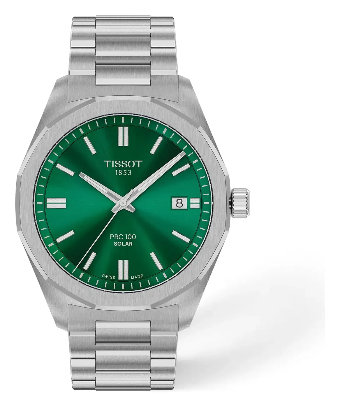 Tissot PRC 100 Solar 39mm T1514221109100, reference T1514221109100, green dial, stainless steel case