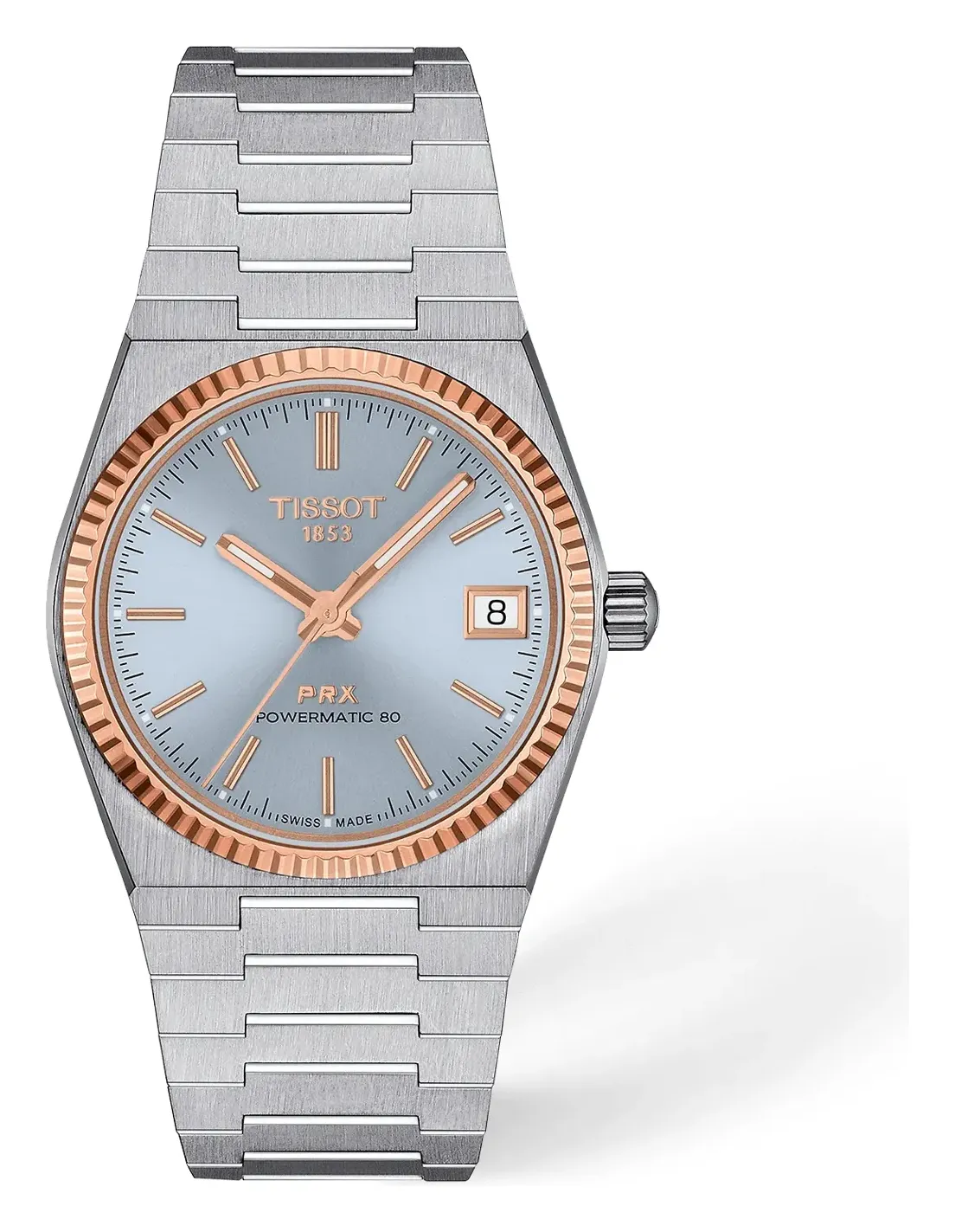Tissot PRX Gold 35mm T9312074135100, reference T9312074135100, blue dial, stainless steel case