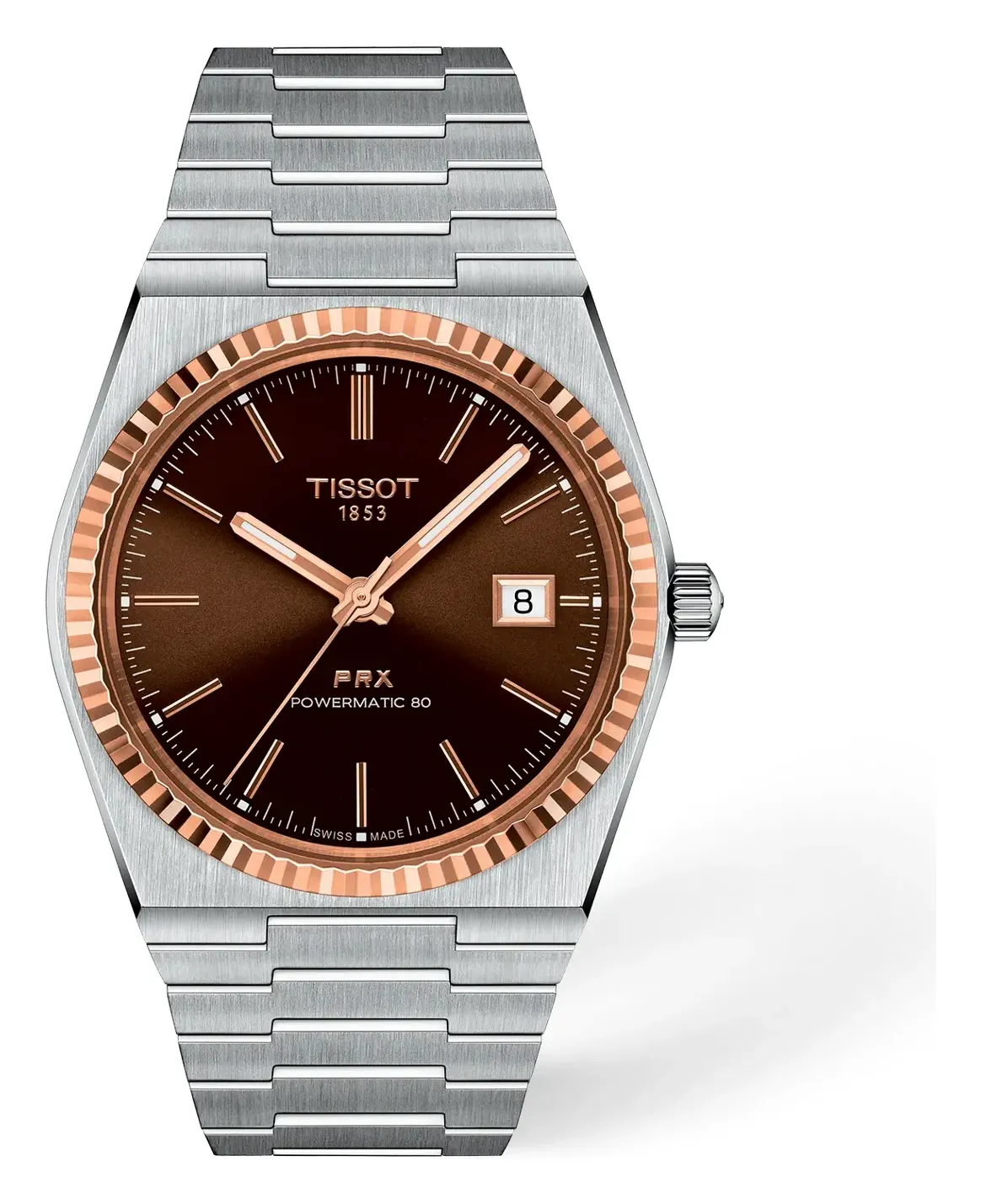 Tissot PRX Gold 40mm T9314074129100, reference T9314074129100, brown dial, stainless steel case