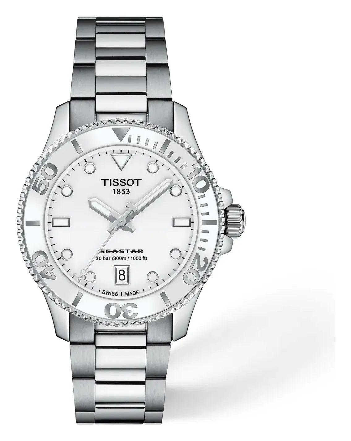 Tissot Seastar 1000 36mm T1202101101100, reference T1202101101100, white dial, stainless steel case