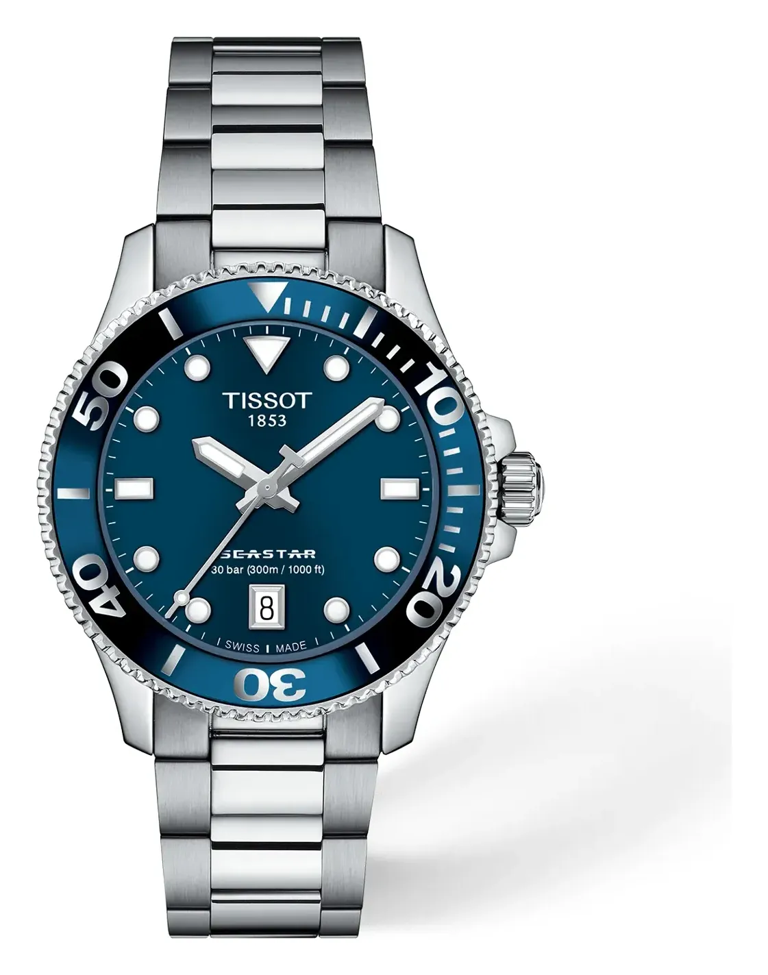 Tissot Seastar 1000 36mm T1202101104100, reference T1202101104100, blue dial, stainless steel case