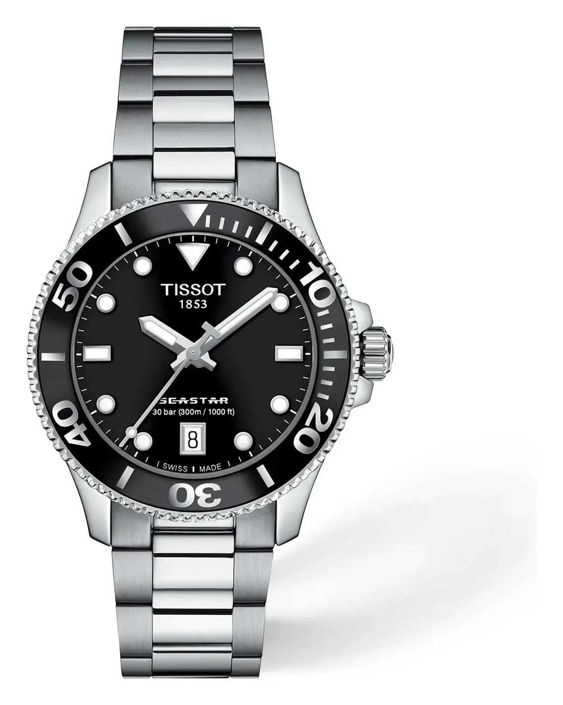 Tissot Seastar 1000 36mm T1202101105100, reference T1202101105100, black dial, stainless steel case