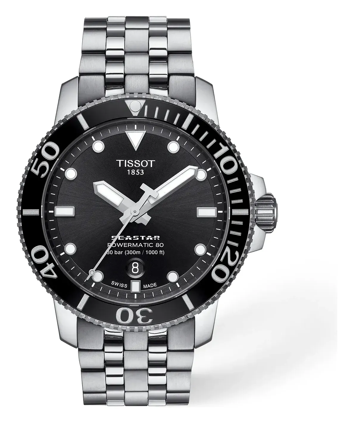 Tissot Seastar 1000 43mm T1204071105100, reference T1204071105100, black dial, stainless steel and ceramic case