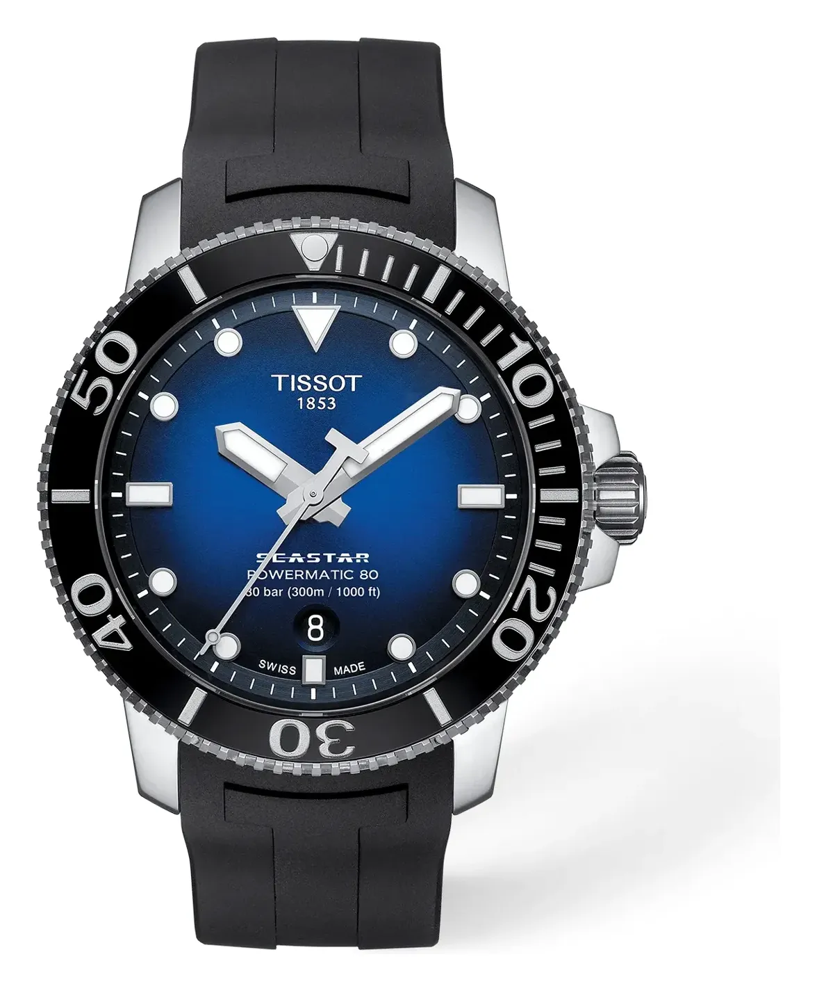 Tissot Seastar 1000 43mm T1204071704100, reference T1204071704100, blue dial, stainless steel and ceramic case