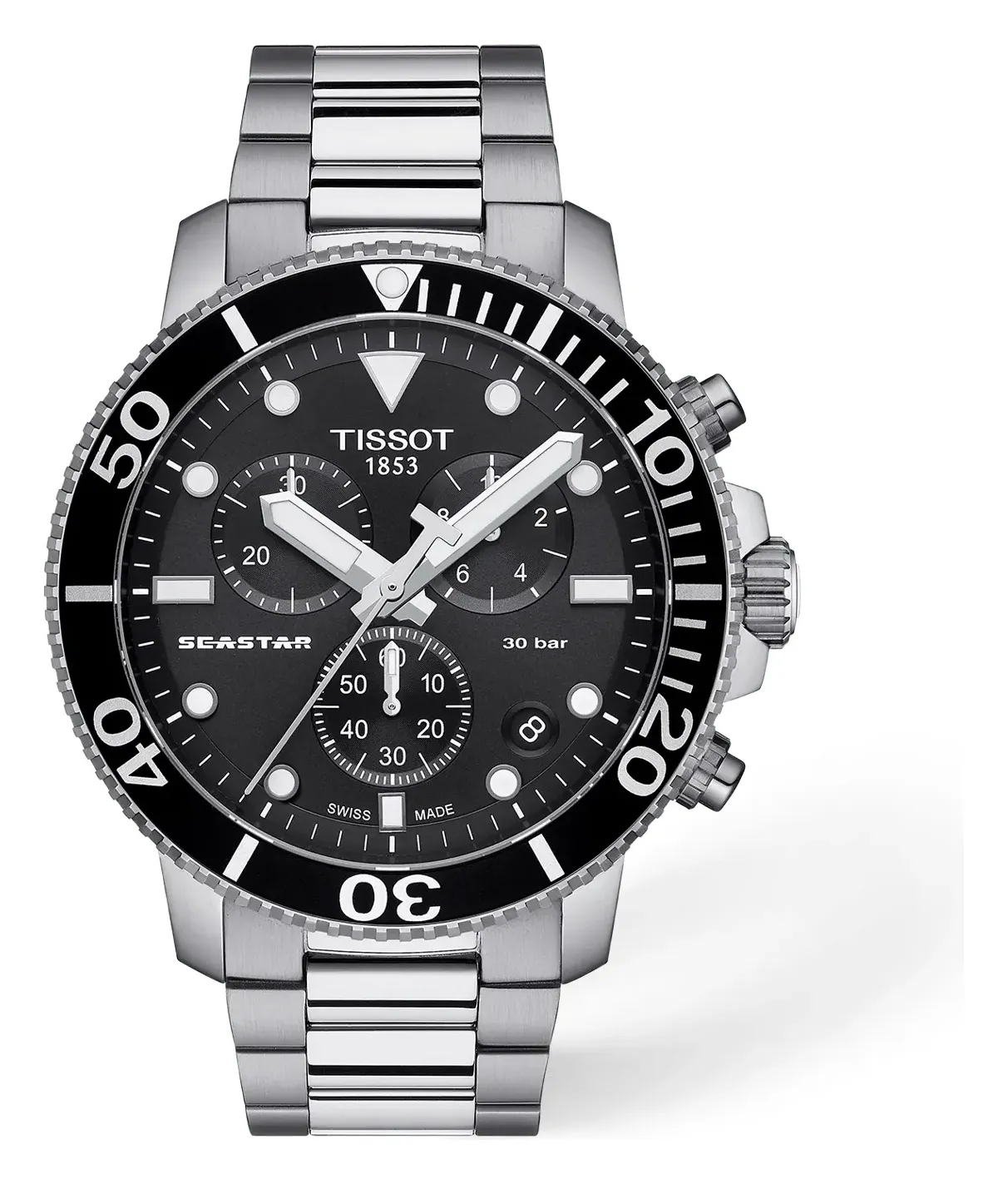 Tissot Seastar 1000 45.5mm T1204171105100, reference T1204171105100, black dial, stainless steel case